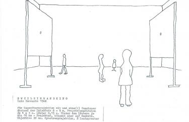 LUTZ MOMMARTZ | ZWEILEINWANDKINO | SKIZZE, AUSSCHNITT | 1968 | ©